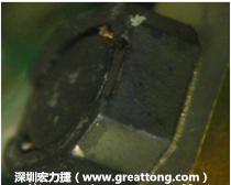 使用銀(Ag)鍍層的電源電感器(Power Inductors)，經(jīng)過推力測試后，零件端點上已經(jīng)看不到任何鍍層的痕跡了，所以其耐推力就比較小。