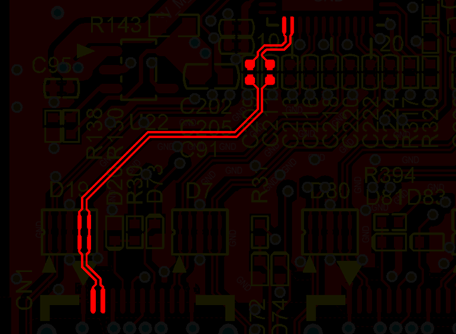 差分線盡量走等長線、等距，避免時序偏差及共模干擾
